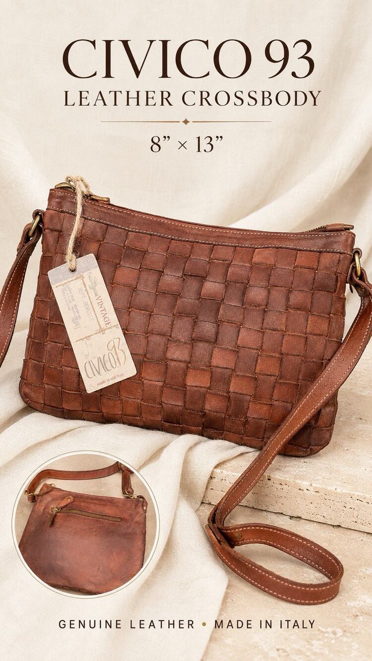 Civico 93 Messenger Crossbody Woven Leather Bag Boho Made in Italy Unisex